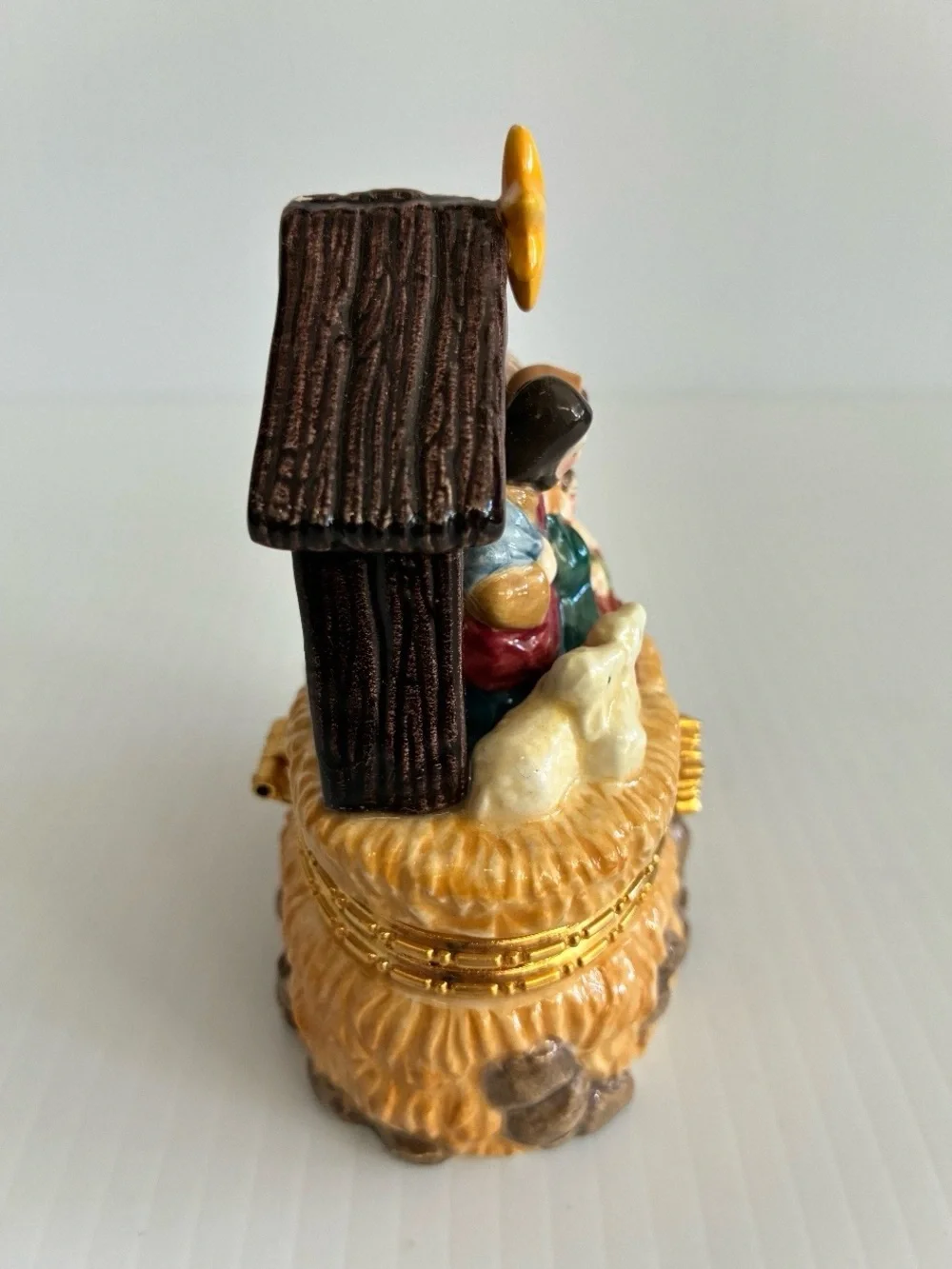 Vintage 90's Small Nativity Scene Decorative Trinket Box Holiday Decor Christmas